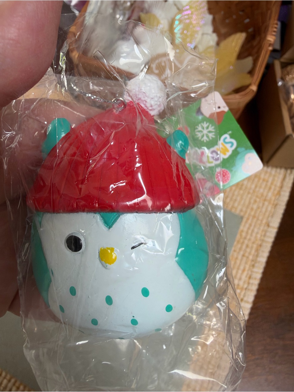 Squishmallows Winston Teal Owl Christmas Ornament Kurt Adler 3.5" Beanie Hat